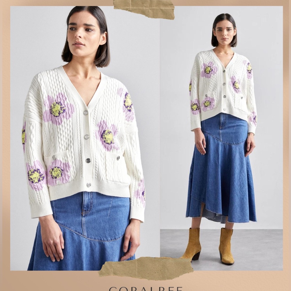 Maje Knit cardigan with flowers